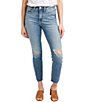 Color:Indigo - Image 1 - Most Wanted Destructed Cropped Straight Jeans