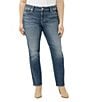 Silver Jeans Co. Plus Size Elyse Mid Rise Straight Leg Jeans, Color:Half Moon - Image 1