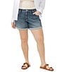 Silver Jeans Co. Plus Size Mid Rise Cuff Hem Boyfriend Shorts, Color:Indigo - Image 1