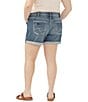 Silver Jeans Co. Plus Size Mid Rise Cuff Hem Boyfriend Shorts, Color:Indigo - Image 2