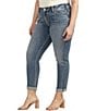 Color:Indigo - Image 3 - Plus Size Power Stretch Mid-Rise Cuffed Hem Girlfriend Slim Jeans
