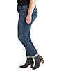 Color:Indigo - Image 3 - Plus Size Slim Leg Roll Up Hem Boyfriend Jeans