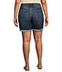 Color:Indigo - Image 2 - Plus Size Sure Thing High Rise Rolled Cuff Hem Power Stretch Shorts