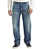 Color:Indigo - Image 1 - Relaxed Fit Straight Leg Mid Flex Painters Jeans