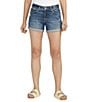 Color:Indigo - Image 1 - Suki High Rise Mid Stretch Rolled Cuff Shorts