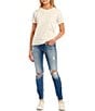 Color:Blue - Image 3 - Suki Mid Rise Destructed Skinny Jeans