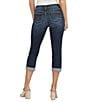 Color:Indigo - Image 2 - Suki Mid Rise Luxe Stretch Rolled Cuff Capri Jeans