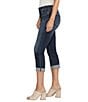 Color:Indigo - Image 3 - Suki Mid Rise Luxe Stretch Rolled Cuff Capri Jeans
