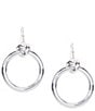 Color:Silver - Image 1 - Open Knot Accent Hoop Earrings