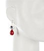 Color:Silver/Red - Image 2 - Red Shell Pearl Drop Earrings