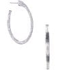 Color:Silver - Image 1 - Sterling Silver Lattice Oval Hoop Earrings