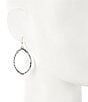 Color:Silver - Image 2 - Sterling Silver Open Hammered Drop Earrings