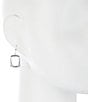 Color:Silver - Image 2 - Sterling Silver Open Square Drop Earrings