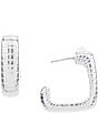 Color:Silver - Image 1 - Sterling Silver Square Lattice Hoop Earrings