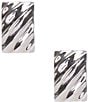 Color:Silver - Image 1 - Sterling Silver Wavy Rectangular Clip Front Back Earrings