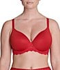 Color:Tango Red - Image 1 - Carasse 3D Lightly Padded Plunge T-Shirt Bra