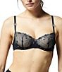 Color:Moonlight - Image 1 - Delice Demi Cup Embroidered Adjustable Bra