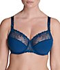 Color:Prestige Blue - Image 1 - Delice Floral Embroidered Full Busted Contour Underwire Square Back Bra