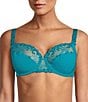 Color:Atoll Blue - Image 1 - Delice Floral Embroidered Full Busted Contour Underwire Square Back Bra
