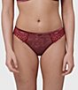 Simone Perele Scenario Lace Embroidered Bikini Panty, Color:Spinel Red - Image 1