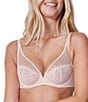 Simone Perele Unlined Sheer Embroidered Plunge Bra, Color:Blush - Image 1