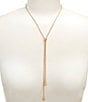Simplicity Double Teardrop Snake Chain Adjustable Y Necklace, Color:Gold - Image 1