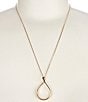 Simplicity Teardrop Polished Open Metal Long Pendant Necklace, Color:Gold - Image 1