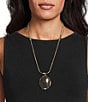Simplicity Wobbly Metal Oval Long Pendant Necklace - Image 2