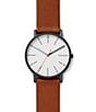 Color:Brown - Image 1 - Signature Men's Medium Brown Leather Watch