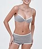 Color:Heather Grey/Ivory - Image 3 - Adorned Cotton Molded Underwire Bra
