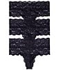 Color:Black - Image 1 - Goddess High-Rise Thong Panty, 3 Pack