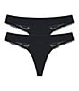Color:Black - Image 1 - Minx Lace Thong 2-Pack Panty