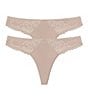 Color:Cashmere/Blush - Image 1 - Minx Lace Thong 2-Pack Panty