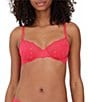 Color:Hot Pink - Image 1 - Smitten Unlined Lace Underwire Bra