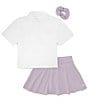 Color:White Pastel Lilac - Image 1 - Big Girls 5-12 Short Sleeve Sporty And Cool Top & Skort 2-Piece Set