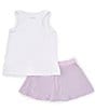 Color:White Pastel Lilac - Image 2 - Big Girls 5-12 Short Sleeve Tennis Racket Tank & Skort 2-Piece Set