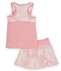 Color:Prism Pink White - Image 2 - Big Girls 5-12 Short Sleeve Tie Dye Tennis Tank & Skort 2-Piece Set
