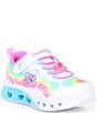Color:White Multi - Image 1 - Girls' Flutter Heart Lights-Groovy Swirl Lighted Sneakers (Youth)