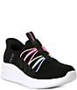 Color:Black Multi - Image 1 - Girls' Slip-Ons Ultra Flex 3.0 - Bungee Fun Machine Washable Sneakers (Youth)