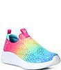 Color:Pink Rainbow Multi - Image 1 - Girls' Slip-Ons Ultra Flex 3.0 Machine Washable Sneakers (Toddler)