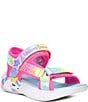 Color:Pink Multi - Image 1 - Girls' Unicorn Dreams Majestic Bliss Lighted Sandals (Toddler)