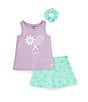 Color:Pastel Mint Green - Image 1 - Little Girls 4-6X Short Sleeve Graphic Tank & Daisy Skort 2-Piece Set