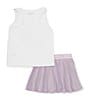Color:White Pastel Lilac - Image 2 - Little Girls 4-6X Short Sleeve Tennis Racket Top & Skort 2-Piece Set