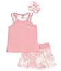 Color:Prism Pink White - Image 1 - Little Girls 4-6X Short Sleeve Tie-Dye Tennis Tank & Skort 2-Piece Set