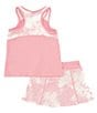 Color:Prism Pink White - Image 2 - Little Girls 4-6X Short Sleeve Tie-Dye Tennis Tank & Skort 2-Piece Set