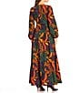 Skies Are Blue Abstract Print Long Sleeve Poplin Maxi Dress, Color:Black Multi - Image 2