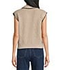 Skies Are Blue Blanket Stitch Tie Neck Cap Sleeve Button Front Sweater Knit Top - Image 2