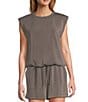 Skies Are Blue Brushed Modal Crew Neck Sleeveless Muscle Top, Color:Charcoal - Image 1