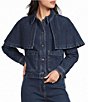 Skies Are Blue Cape Collared Long Sleeve Coordinating Denim Jacket - Image 1