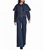 Skies Are Blue Cape Collared Long Sleeve Coordinating Denim Jacket - Image 3